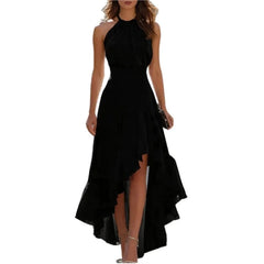 Lunivop Womens Halter High Split Sleeveless Ruffle Formal Cocktail Party Floor Length Evening Long A-Line Mermaid Maxi Dress