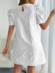 Hnewly Blue Flora Printed Puff Sleeve Dress Women Chic Pleated Round Neck High Waist Slim Long Dresses Lady Fashion Daily Street Gowns