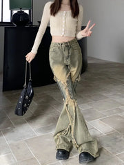 Hnewly trashy outfits Oversize American Retro Straight Casual Pants Y2k Grunge High Waist Loose Wide Leg 2024 New Bell Bottom Jeans Women