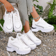 Hnewly Spring and Autumn Elegant Lace Up Round Toe Sports and Leisure Shoes Fashionable and Comfortable A New Type of Women's Shoes