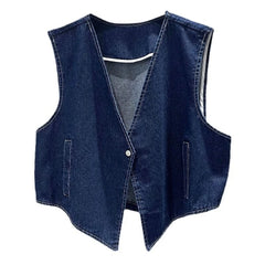 Hnewly Denim Vest Jacket For Women Spring Autumn 2025 New One Button Sleeveless irregular Coat Girls Summer Loose Versatile Top