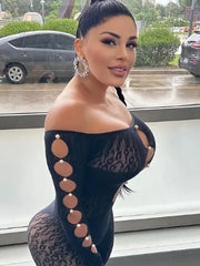 Hnewly New Sexy Jumpsuit One Shoulder Perforated Design, Thickened Dark Stripe Lace Pearl Women Jumpsuits Fashion Slim Women Tops HED2