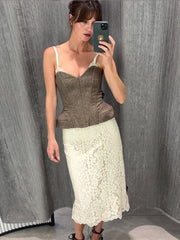 Hnewly Women's Vest Spaghetti strap Corset Top Street Female Panelled V-neck Sleeveless Backless Slim Party Evening Tops New Streetwear