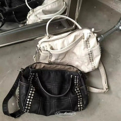 Hnewly Large Capacity Rivet Tote Bag Detachable Shoulder Strap Y2K Style Women Shoulder Bag Quilted Design Fashion Rivet Handbag Women