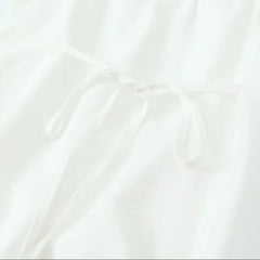 Hnewly Sweet White Ruched Chest Spliced Lace Short Sleeve Mini Dress Women Bow Sashes Back Sling Strap Mini Dresses Party Robe