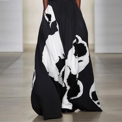 Hnewly New Women Summer Tube Top Maxi Dresses Wedding Evening African Black Printed Vintage Loose Sexy Floor Length Dress Female