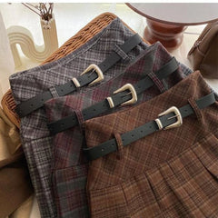 Hnewly Vintage Plaid Skirt Women Preppy Style Kawaii Pleated Skirt Korean Fashion Autumn Winter A-line Streetwear Mini Skirts
