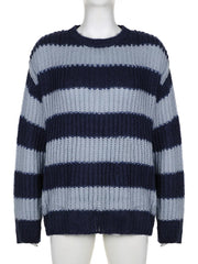 Hnewly BACK TO SCHOOL OUTFIT Mohair Stripes Sweaters Vintage y2k Women Casual Loose Jumpers Autumn Winter Sweater Pullovers Long Sleeve Top Korean