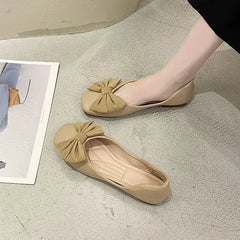 Hnewly Woman Flats with Bow Low Heel Elegant Shoes for Women Square Toe Dress Discount Cheap Liquidation Summer Chic Stylish Y2k