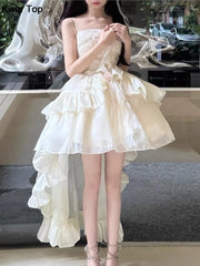 Hnewly Fashion Elegant Birthday Lolita Party Dress With Underskirt Outfits Women French Ruffles Dancing Vestidos Summer Korean Clothes