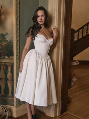 Hnewly Backless Elegant Dress Women Sexy Cleavage Chest Wrap Y2KStyle Loose Ruffles Gown Sweet Girl Prom Trend Long Bodycon