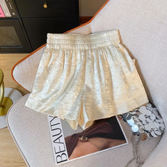 Hnewly New Style Jacquard Shorts for Women Fashionable and Stylish Small A-line Wide Legs