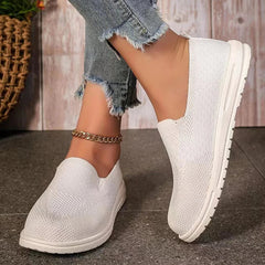 Hnewly Women's Knitted Mesh Loafers Plus Size 43 Lightweight Soft Sole Casual Shoes Woman Autumn Non-Slip Breathable Flats Shoes