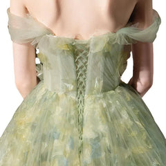Hnewly High-end Light Green Luxury Evening Dress With Dreamy Forest-themed Flowers And Ethereal Charm