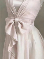 Hnewly Y2k Aesthetic Fairy Sweet Bow Women Dress Summer Puff Sleeve A-Line Harajuku Dresses Solid Color Grunge Ruffled Vestidos