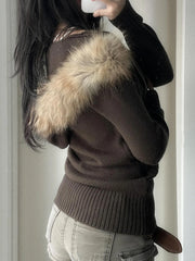 Hnewly Solid Hooded Knitted Autumn Winter New Sweater Cardigan Women Long Sleeve Retro Causal Style Korean Sweater Coat