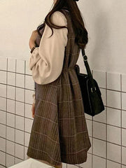 Hnewly FALL OUTFITS New Casual Dating Design Set Dress Women's Korean and Japanese Style Retro Pl Button Women Shirt Mini Sleeveless Tank Top