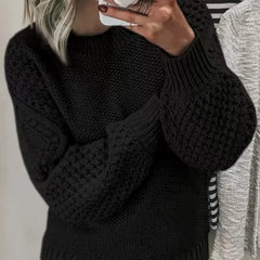 Hnewly Knit Sweater Woman Slouchy Knitwear Long Sleeve Crew Neck Pullovers Plain Jumper Female Autumn Winter Daily Outfit