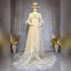 Hnewly Maternity Dresses Photoshoot Womens One-shoulder Two-piece Dress Photography and Pregnancy Gowns for Baby Shower Shoot