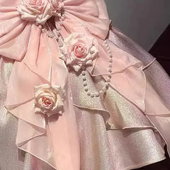 Hnewly Japanese Original Pink Rose JSK Princess Style Lolita Dress Birthday Party Cute Sweet Dress for Women