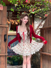 Hnewly Beach Floral Mini Dress Women Casual 2000s Vintage Y2k Clothing Outwear Even Party One Piece Dress Korean Fashion 2024 Summer