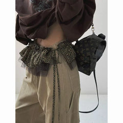 Hnewly Korean Style Leopard Print Mini Skirts Women Y2k Fashion Lace Up Short Skirt Elegant Sweet Streetwear Cute Ruffle Skirt