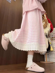 Hnewly Spring Autumn New High Waist Slim A-line Long Skirt Fairy Umbrella Skirt