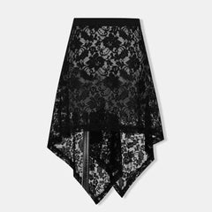 Hnewly Sexy Lace Black Skirts for Women See Through Vintage Boho Short Skirts Tulle Elegant Irregular Y2k Skirt Aesthetics
