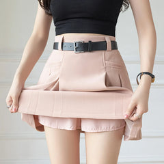 Hnewly Korean Cute High Waist A-line Pleated Mini Skirt Women 2024 New Spring Summer Fashion Suit Short Skirts Woman Casual Skirts