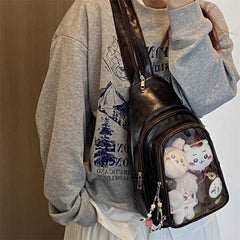 Hnewly Anime Ita Bag Fits 20cm Doll Women Leather Spacious Backpack Ladies Multifunctional Transparent Crossbody Purse New
