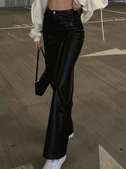 Hnewly leather pants outfits winter Faux Leather Pants Stretch for Women's High Waisted Bodycon Shiny Clubwear Shaping Hip Push Up PU Leather Trousers