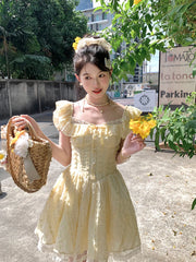 Hnewly Lolita Kawaii Y2k Colorful Dot Print Dress Women Sweet Sleeveless Mini Dress Outwear One Piece Dress Korean Fashion Clothing