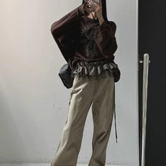 Hnewly Korean Style Leopard Print Mini Skirts Women Y2k Fashion Lace Up Short Skirt Elegant Sweet Streetwear Cute Ruffle Skirt