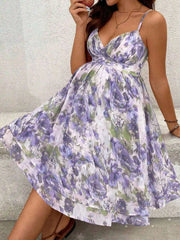 Hnewly Maternity Sleeveless Floral Dress Summer Vacation Beach Outfit Women