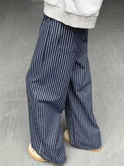 Hnewly Vintage Blue Striped Jeans Women Casual High Waist Loose American Denim Pants Harajuku Streetwear Bf Hip Hop Wide Leg Pants