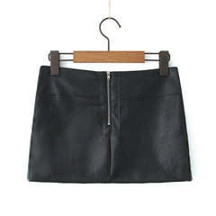 Hnewly Black mini skirts for woman korean fashion fall faux leather skirt vintage punk clothes PU skirts zipper up harajuku fashion