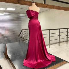 Hnewly Charming One-Shoulde Open Back Sequin Appliques Sleeveless Evening Dress Mermaid Floor Length Side Slit Women Prom Dress