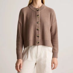 Hnewly Cardigan Tops y2k Women Clothes Solid Color Crew Neck Long Sleeve Button Down Knit Sweater 2000s Clothing Outwear