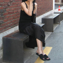 Hnewly Summer Slim Square Neck Solid Long Dress Women Sleeveless Vest Dress Y2k Streetwear Casual Outfits All Match Clothes