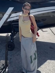 Hnewly Irregular Hem Vest Scarf Tops Women High Elasticity Solid Sleeveless Simple Classic Summer Trend Daily Versatile Tops