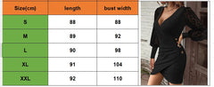 Hnewly Spring and Autumn Women's Solid Color V-neck Slimming Sexy Lace Lantern Sleeves Tight Hip Wrapping Skirt