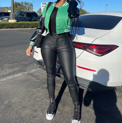 Hnewly leather pants outfits winter Women's High Waist Elastic Sexy Slim Pu Leather Pants,Europe and The United States Spice Girl Small Feet Pants,Autumn and Winter