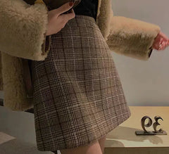 Hnewly Skirts Women Plaid Slim Korean Style Casual All-match High Waisted Mujer Spring-autumn Comfortable Student Club Female Harajuku