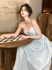 Hnewly DRESS TO IMPRESS Sleeveless Elegant Strap Midi Dress Women Summer Casual Evening Party Formal Dress Female Korea Fashion Vintage Fairy Dress