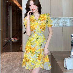 Hnewly Female Dress Beach Women's Dresses Short Sleeve Midi Cheap Casual Elegant Chic Curvy Vintage Pretty Y2k 2025 Fashion Youth Party