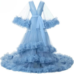 Hnewly Puffy Tulle Robe Lingerie Bridal Robe Baby Shower Photography maternity dress photoshoot