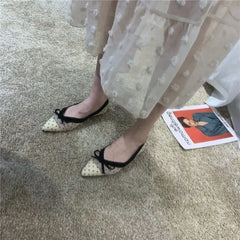 Hnewly Pointed Toe With Bow Shoes for Women High Quality Fashion Spring Comfortable and Elegant Trend Beau Today Y2k Woman Flats
