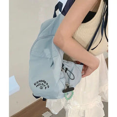 Hnewly Korean Nylon Backpack Lightweight Soft Summer Blue School Bag Women Casual Hiking Outdoor Bag Large Capacity Fashion Schoolbag
