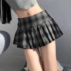 Hnewly Vintage Plaid Mini Skirt Women Sexy Harajuku Y2k Preppy Style Pleated Skirts Korean Fashion Streetwear Short Skirts