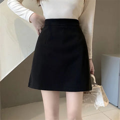Hnewly DRESS TO IMPRESS Summer Mini Skirts Women Faldas A-line Solid Hot Soft Simple Stylish High Waist Office Ladies All-match Retro Trendy Minimalist